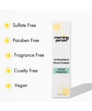 Morning Person Antioxidant Plant Protein Cleanser Gentle Daily Face Wash Removes Makeup Hydrating & Soothing Vegan & Sulfate-Free - Buy Online on GoSupps.com