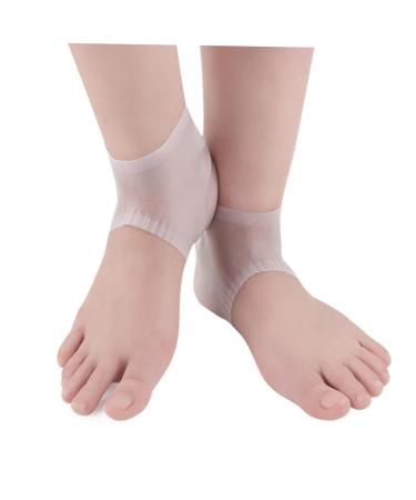 FRCOLOR 1 Pair Moisturizing Heel Sock Gelt Silicone Heal Dry Cracked Heels Silicone Heel Protector Heel Cups for Heel Pains Silicone Socks Men and Women Protective Agent White Breathable
