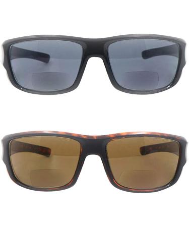 HYKaada Bifocal Reading Sunglasses 2 Pairs - Men and Women - Nearly Invisible Line - UV Protection - Sun Readers - Black/Tortoise - 2.5x - Buy Online on GoSupps.com