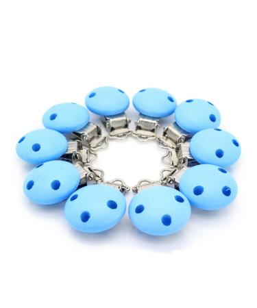 10 pieces Premium pacifier clips made of high quality wood Pollutant-free nucky clip baby clip pacifier clip nuckel clip nipple holder for baby and child (blue)