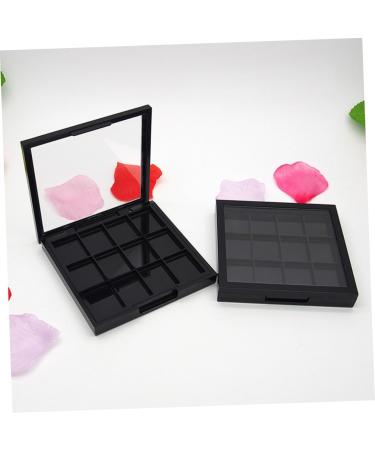 PLAFOPE 4 Pcs 12 Empty Eye Shadow Pallet Acrylic Makeup Cosmetic Pallet Empty Makeup with Mirror Black - Buy Online on GoSupps.com