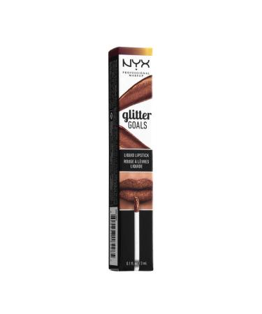 NYX Glitter Goals Liquid Lipstick - Crystal Crush Plum with Gold Glitter 0.10oz - Buy Online on GoSupps.com