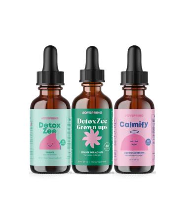 JoySpring Family Daily Wellness Bundle (Kids & Adults) Zeolite Drops with Magnesium Glycinate Vitamin B12 & D3 Sugar-Free Routine Support