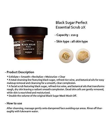 Skinfood Black Sugar Perfect Essential Scrub 2X - Exfoliating Face & Body Scrub, 7.41 oz (210 g) - Buy Online on GoSupps.com