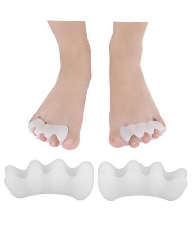 FRCOLOR 1 Pair Spacers Gel Foot Separator Hallux Seperator Streightener Dividers Bunion Sleeves Protector Spreader Relief Splint Protector Cushions White Sports medium White