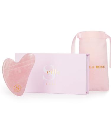 Scilla Rose Quartz Gua Sha Massage Tool-100% Authentic & Genuine Rose Quartz Beauty Skin Care Tools facial Massager for lymphatic Drainage Face Scraper Acupuncture Therapy for Face Neck Body Rose Quartz Guasha Heart