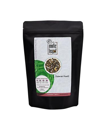 The Exotic Teapot - Supreme Jasmine Pearls 200g Pouch Hand Rolled Jasmine Tea Naturally Scented with Real Jasmine Blossoms 200 g Pouch (Pack of 1)