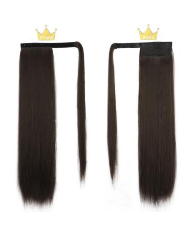 Clip-in Dark Brown Ponytail Extension - Long Smooth 24-Inch Hairpiece | Natural Braid Wrap 071G - Buy Online on GoSupps.com