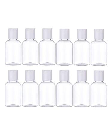 Prochive 50 ml Clear Travel Bottles Set Empty Transparent Plastic Travel Toiletries Liquid Containers Bottle for Shampoo Conditioner Lotion Pack of 12