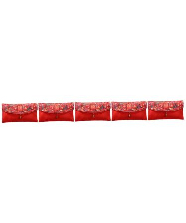 COHEALI 5pcs Wedding Red Envelope Gift Cards Envelopes Gift Envelope Silk Red Envelope Hongbao Red Pocket Wedding Envelopes Chinese Packets Red Packets Chinese Style Red Envelope Bag Cloth