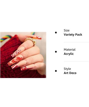 Vatocu Christmas Snowflakes Glitter False Nails - Long Xmas Press On Nails for Women and Girls (24pcs) - Buy Online on GoSupps.com