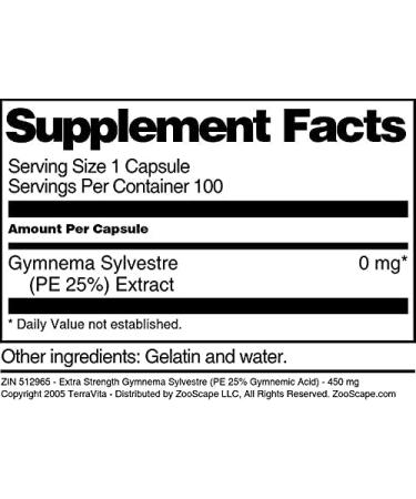 Extra Strength Gymnema Sylvestre (PE 25% Gymnemic Acid) - 450 mg (100 Capsules ZIN: 512965) - 3 Pack - Buy Online on GoSupps.com