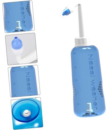 Lurrose 500ml Nasal Wash Bottle - Sinus Rinse System for Household - Plastic Nasal Washer for Adults and Kids - Blue 27X7.5CM - Buy Online on GoSupps.com
