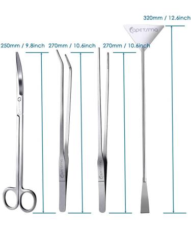Capetsma Aquascape Tool Set - Long Stainless Steel Aquarium Tweezers, Scissors & Spatula for Plant Care & Cleaning - Buy Online on GoSupps.com