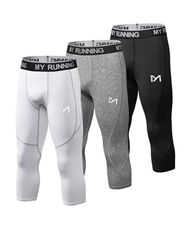 MEETYOO Men's 3/4 Compression Pants Large 3 Pack-c