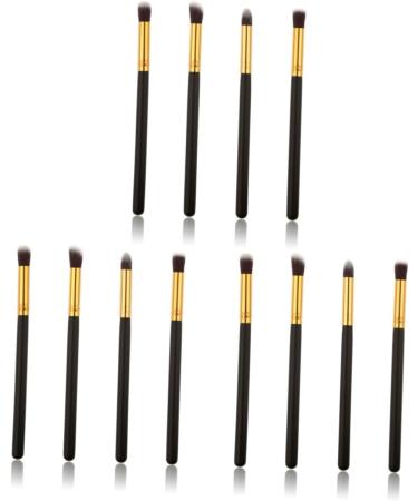 Baluue 12 Pcs Eye Make-up Brush Kit Concealer Brushes Cream Eyeshadow Glitter Eyeshadow Foundation Makeup mediumx3pcs Black+goldx3pcs - Buy Online on GoSupps.com