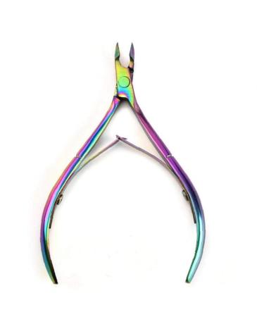 Cuticle Nippers Cutter Nail Cuticle Pusher Nipper Clipper Scissors Dead Skin Remover Stainless Steel Rainbow Tweezer Manicure Nail Art Tool 1pc