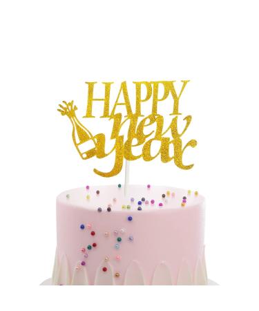 Happy New Year Cake Toppers Gold Glitter 2022 New Year's Eve Hello 2022 Cheers to 2022 New Year Cake Toppers for New years Winter Festive Holidays Christmas Party Decor By GotGala (A041)