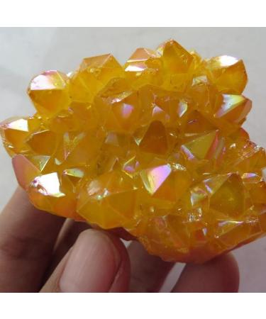 Natural Crystal Rough Natural Quartz Crystal Cluster Titanium Bismuth Electroplated Yellow Geode Stone Specimen Home Decoration Gifts (Color : 50g) - Buy Online on GoSupps.com