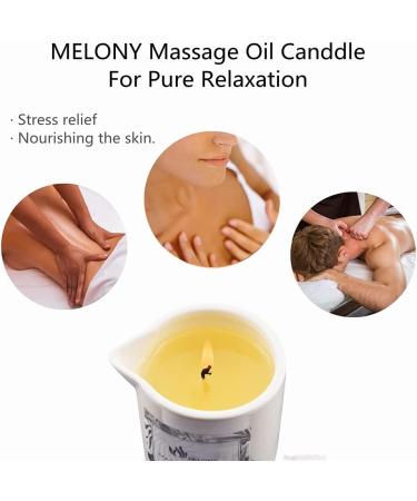 Melony Massage Oil Candle - 8.1 oz Natural Soybeans, Amber Vanilla Scent - Moisturizing Body Oil - Buy Online on GoSupps.com