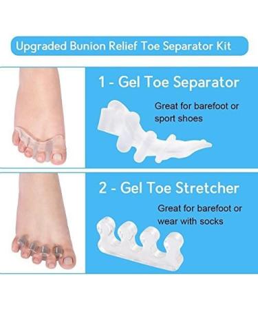 Doact Gel Toe Separator Stretcher Bunion Corrector - Relieve Pain of Hallux Valgus and Hammer Toe - Silicone Toe Straightener Spacer for Men and Women (2 Pair) - Buy Online on GoSupps.com