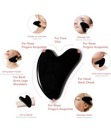Black Obsidian Gua Sha Facial Tools for Physical Therapy and Spa - Perfect for Face, Eyes, Neck, Back, and Shoulders - Buy Online on GoSupps.com
