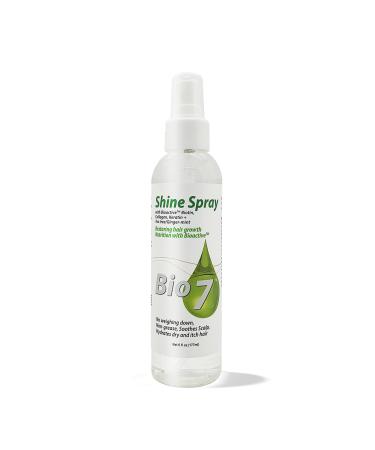 BIO7 SHINE SPRAY W/ BIOACTIVE BIOTIN COLLAGEN KERATIN + TEA TREE/GINGER-MINT 6 Fl Oz Leave Natural Hair Wigs and Weaves with a Glossy Shine Restore Hair Growth No Weighting Down Non-Grease Soothe Scalp Hydrate Dry and Itchy Hair By Natures