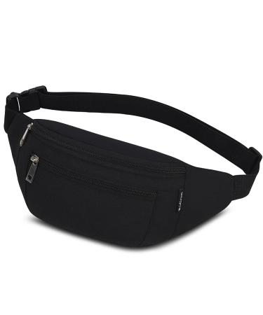 Bawnbag belt pocket hip bag sports for women and men waterproof belly bag doggy bag outdoor large cell phone bag shoulder bag camping hiking fitness bike running (black)