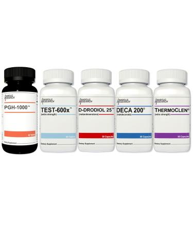 Growth Stack - PGH-1000 Test-600x Deca 200 D-Drodriol 25 Thermo Clen - Capsules - 1 Month Supply - 5 Bottles