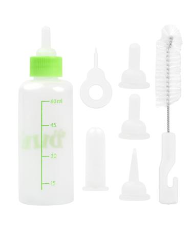 Breeding bottle puppy dogs milk bottle PET 60ml and 150ml silicone small baby bottle set for cats feeding tool with replacement mini nipple for pets (small green)
