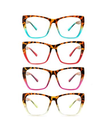 4 Pack Reading Glasses Blue Light Blocking for Women Fashion Butterfly Frame Computer Readers with Spring Hinges Anti Glare Eyestrain +2.5 4 Pack 2.5 x
