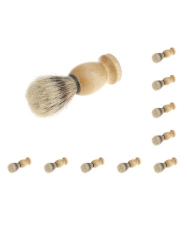 10 x Professional Barber Salon Shaving Brushes Wooden Handle Set of 10 (Yellow + Black)