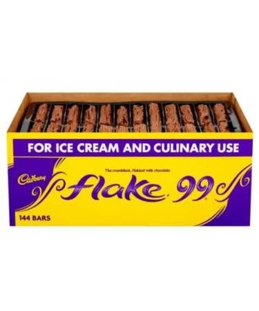 kennykrafts Cadbury Flake 99 Pack of 144 chocolate bars for ice cream culinary use with a thank you sticker