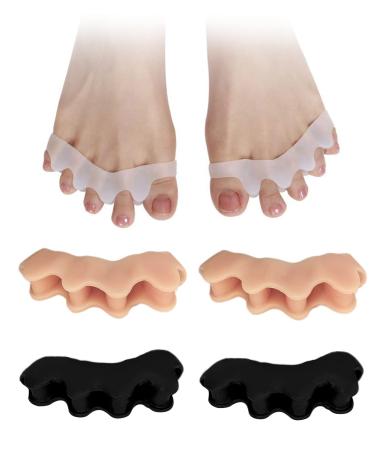 Golbylicc 3 Pairs Toe Separators for Women Men to Correct Toes Soft Gel Toe Spacers for Feet Toe Spreader Toe Straightener for Bunion Hammer(Multi-Color)
