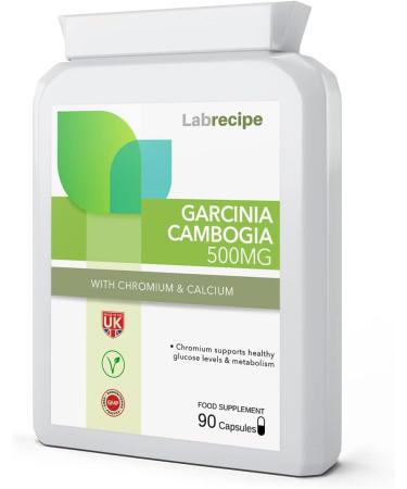 Garcinia Cambogia 500mg Capsules for Weight Loss and Flat Tummy Herbal Supplement with Chromium 90 Caps 1 Month Supply Non-GMO UK GMP Certified - Buy Online on GoSupps.com