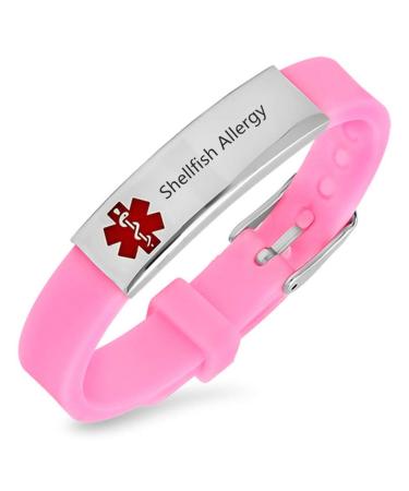 Custom Adjustable Silicon Medical Alert Allergy Awareness Bracelet for Women Men Kids Free Engraving Emergency ID Bangle for Son Daughter Parents