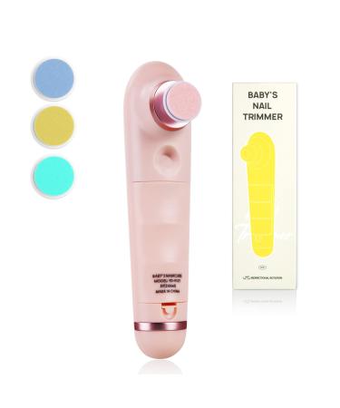 Vicloon Baby Nail File 4 in 1 Electric Baby Nail Trimmer Baby Nail File Kit Manicure Set Safety Cutter Trimmer Clipper with 4 Grinding Heads for Newborn Toddler Kids Toes and Fingernails Care pink