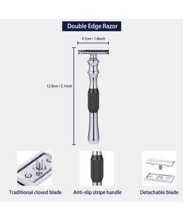 Classic Double Edge Razor - Manual Safety Shaving Knife for Men | Gift for Papa & Friends | Black Razor - Buy Online on GoSupps.com
