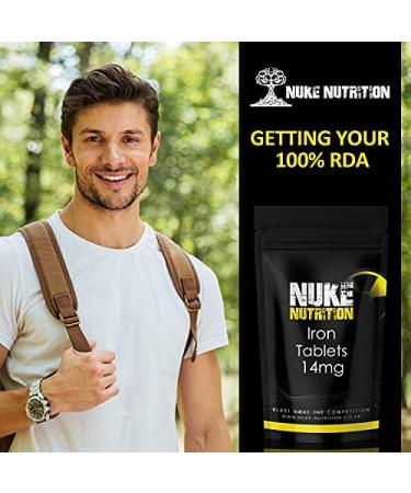 Nuke Nutrition Iron Tablets 14mg - 60 Gentle Iron Supplements | High Strength for Women & Men | Vegan Iron Capsules for Health Boost - Buy Online on GoSupps.com