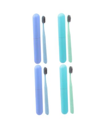 Ultechnovo 4 pieces toothbrush set toothbrush case hand toothbrush oral toothbrush travel toothbrush ultra toothbrush gum care toothbrush adult toothbrush box travel pp-raw material