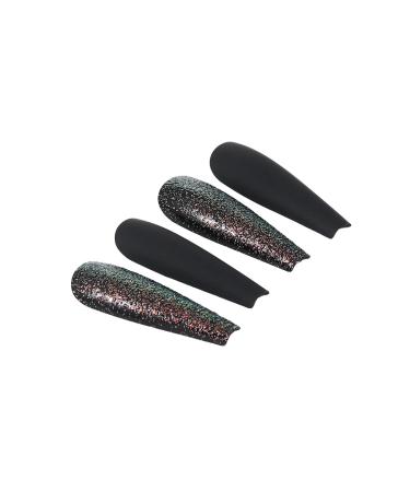 Handcess Halloween Coffin Fingernails - Matte Extra Long Black Acrylic Ballerina Press-On Nails for Women & Girls - 24 Pieces - Buy Online on GoSupps.com