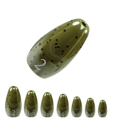 Reaction Tackle Tungsten Flipping Weights for Bass Fishing - Sinkers for Punching Through Heavy Cover - for Texas and Carolina Rigs - Size Stamped on All Weights Green Pumpkin 1/2 oz (4 per pack)