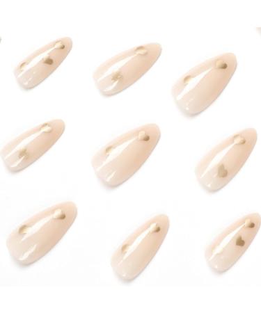 JUSTOTRY 24 Pcs Gold Heart Almond Short False Nails Gradient White French Press on Nails for Valentine's Day - Oval Medium Stick on Nails with Nail Glue for Women - Buy Online on GoSupps.com