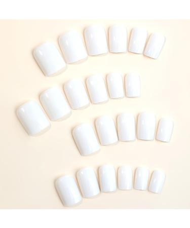 Justotry 24-Pieces Milky Angular Press-On Nails - Bling Pattern Glitter Square French Fingernails for Women Artificial Fake Nails for Nail Art - Buy Online on GoSupps.com