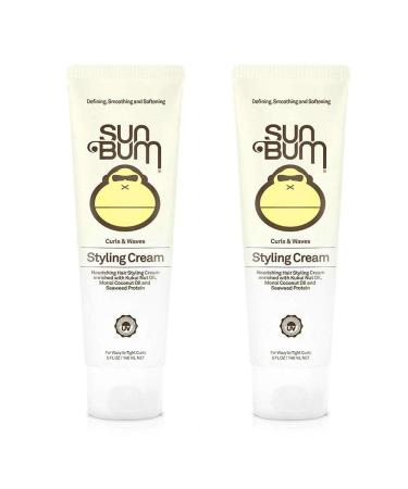 Sun Bum Curls and Waves Styling Cream For Curly Hair | Curl Defining Cream | Frizz Control | Paraben Free | Sulfate Free | 5 Ounce | 2 Count