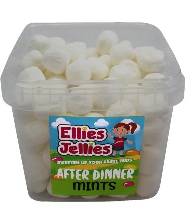 Ellies Jellies After Dinner Mints 580g Square Tub White Crumbly Texture Mints Refreshing
