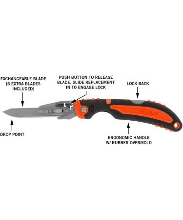 Gerber Gear Vital Pocket Folding Hunting Knife | Exchangeable Blade | Orange/Black - Buy Online on GoSupps.com