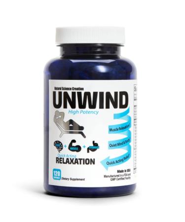 Unwind - Advanced Relaxation Supplement w/Max Strength Magnesium (Lemon Balm Primavie Shilajit Ginger - 120 Capsules)