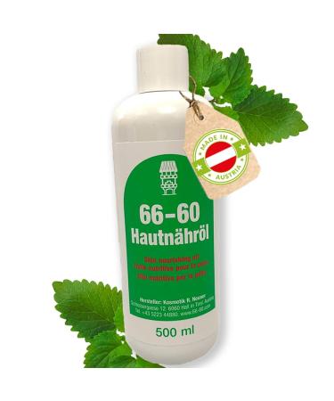66-60 skin nutrient oil The gentle care emulsion with plenty of vitamin E - Made in Tyrol - 500 ml - Suitable for all skin types - Vitamin E oil - skin oil natural 500 ml (1 Pack)