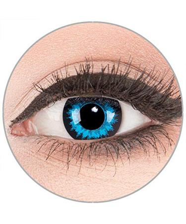 Colored contact lenses to Carnival Halloween in top quality of 'Glamlens' without strength 1 pair of crazy fun blue black 'Blue Crystal' with container